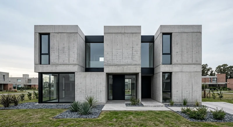 Construcción de casa de hormigón premoldeado en Tigre zona norte Buenos Aires con diseño moderno y alta durabilidad